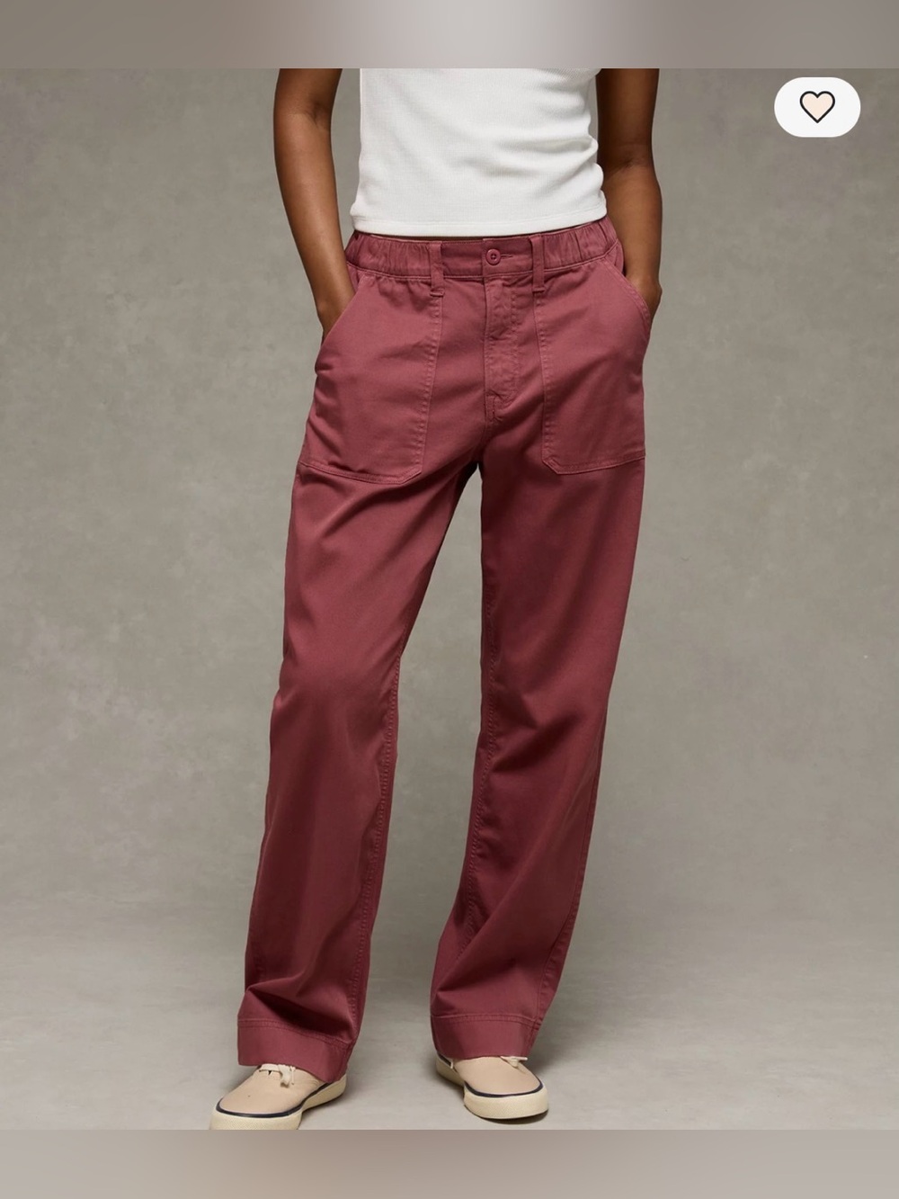 American Eagle Large S Stretch Ex-Boyfriend Pant Mauve Low Rise Baggy Relax Fit
